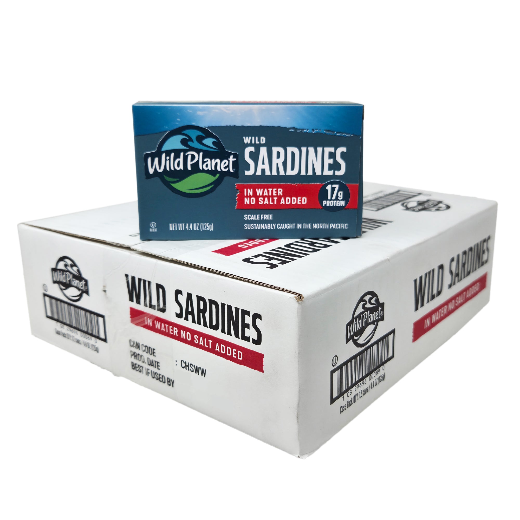 Case of 12 Wild Planet No Salt Added Sardines In Water 4.4oz